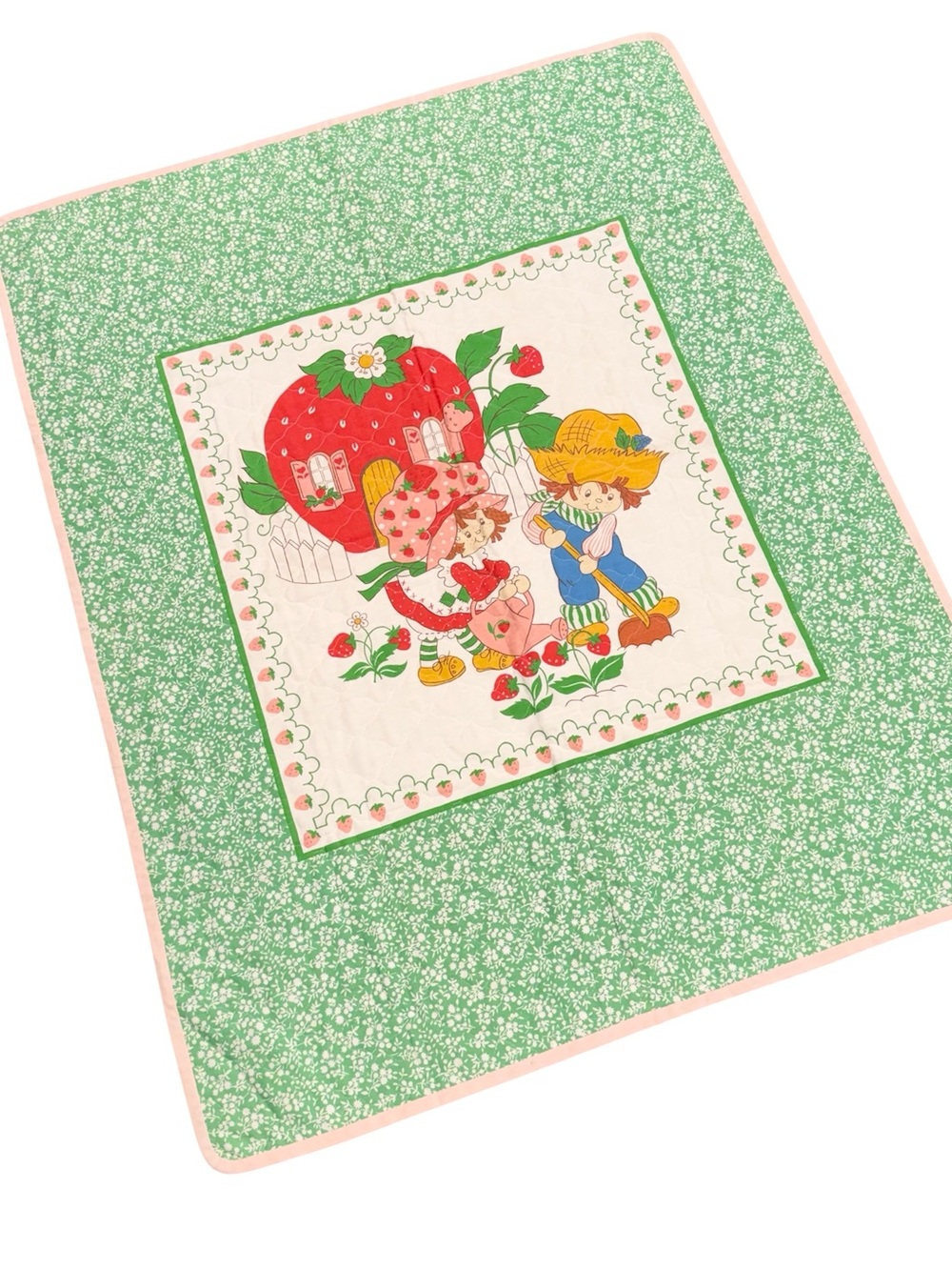 Strawberry Shortcake vintage baby blanket quilt 80s nursery